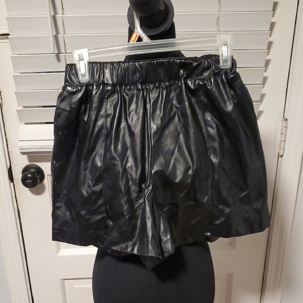 THML Black High Waist Faux Leather Shorts